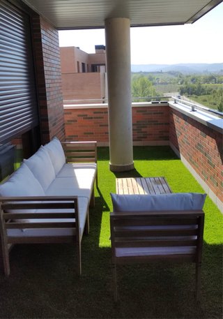 Conjunto de terraza madera y tela