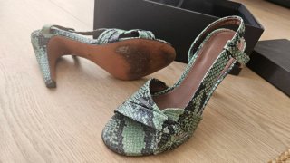 Sandalias BA&SH verdes piel serpiente con poco uso