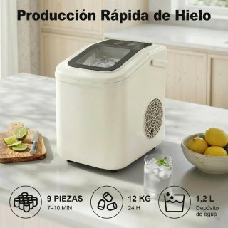 Máquina de Hielo Autolimpiable 12kg/24h