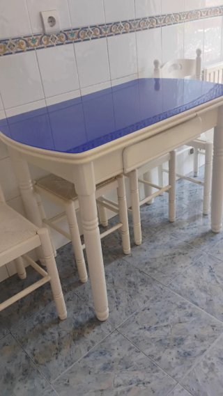 Mesa de cocina madera blanca extensible