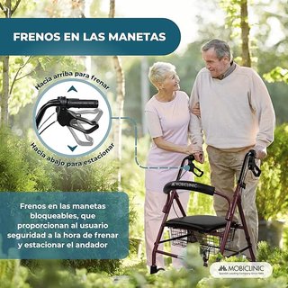 Andador para mayores con asiento y cesta
