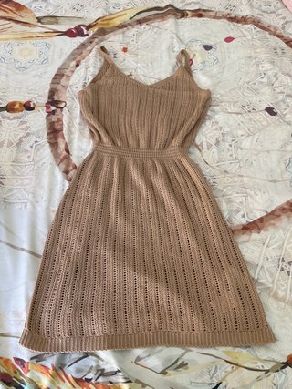 Vestido de punto beige talla única