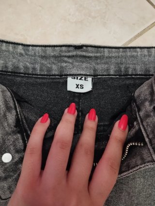 Gonna shorts jeans grigia con strass