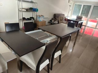 Mesa comedor extensible madera y acero
