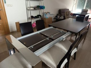 Mesa comedor extensible madera y acero