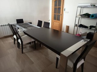 Mesa comedor extensible madera y acero
