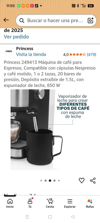 Cafetera Princess 249413 Nespresso