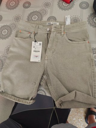 Zara Shorts Vaqueros Beige Talla M