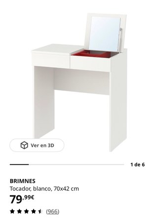 Tocador blanco 70x42 cm