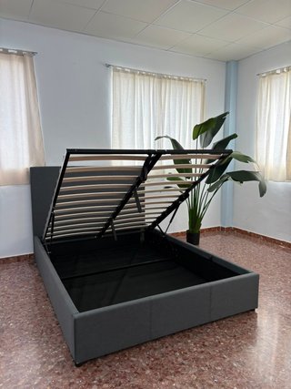Cama Canapé Abatible Gris + Cabecero Tapizado