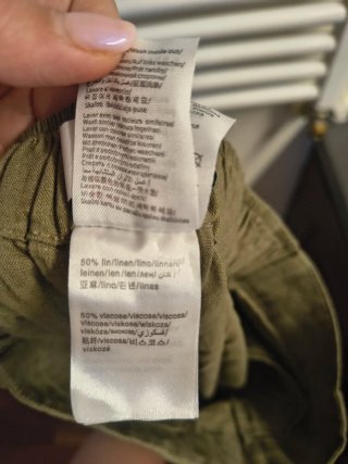 Pantaloni 50% lino verde oliva