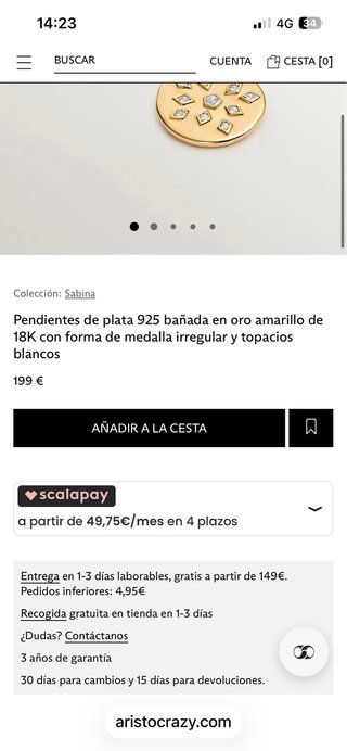Pendientes Aristocrazy Oro con Circonitas