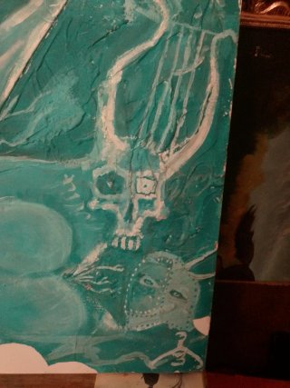 Cuadro Surrealista Teal y Blanco