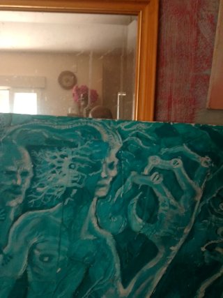 Cuadro Surrealista Teal y Blanco