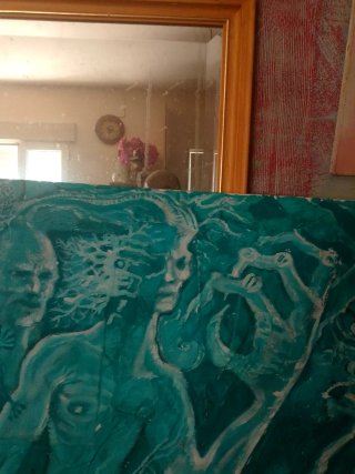 Cuadro Surrealista Teal y Blanco