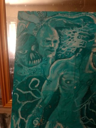 Cuadro Surrealista Teal y Blanco