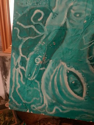 Cuadro Surrealista Teal y Blanco