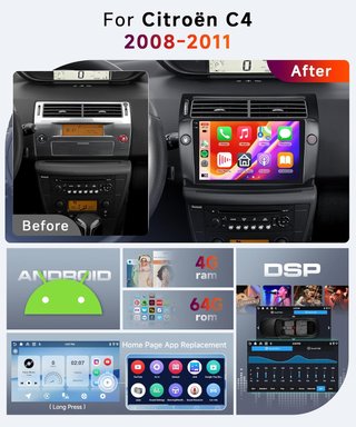 Carplay Radio Coche para Citroën C4 2004-2010
