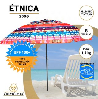 Sombrilla Playa Modelo 200cm con Espiral y Poste