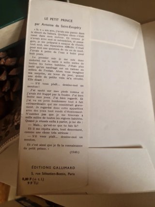 Libro en francés. Le Petit Prince. Editado en 1946