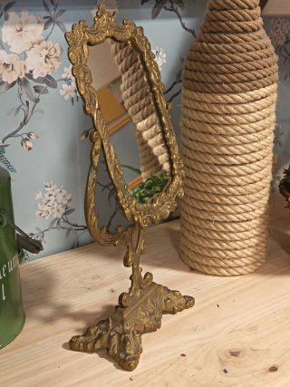 Espejo de tocador antiguo bronce