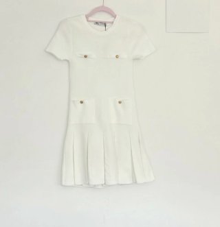 Vestido Zara punto tablas blanco
