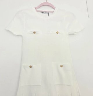 Vestido Zara punto tablas blanco