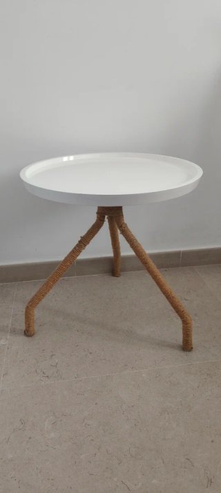 Mesa auxiliar redonda yute/madera