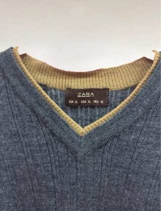 Jersey Zara punto canalé gris oscuro Talla M
