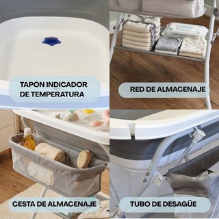 Bañera Plegable de Bebé con Soporte Antideslizante