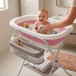 Bañera Plegable de Bebé con Soporte Antideslizante
