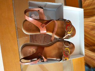 Sandalias Porronet Piel Marrón Multicolor