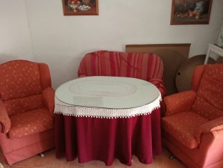 2 sillones balancín naranja y dorado