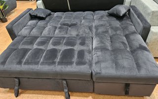 Sofá Cama Chaiselongue Negro de 210cm con Arcón