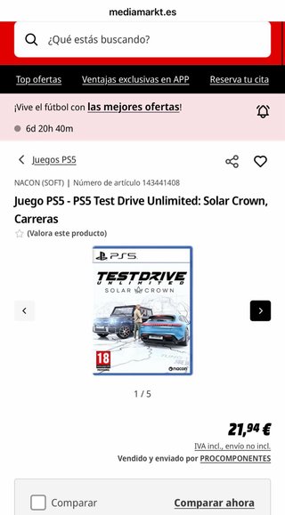 Test Drive Unlimited Solar Crown (PS5) PRECINTADO