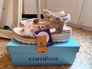 Sandalias Comfeet Talla 38 Beige Multicolor