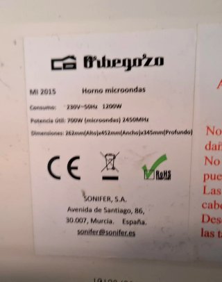 Microondas Orbegozo Blanco
