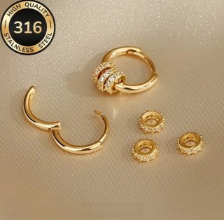 Pendientes Aro Bañados en Oro con Circonitas