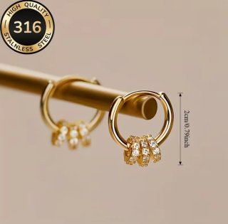 Pendientes Aro Bañados en Oro con Circonitas