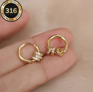 Pendientes Aro Bañados en Oro con Circonitas