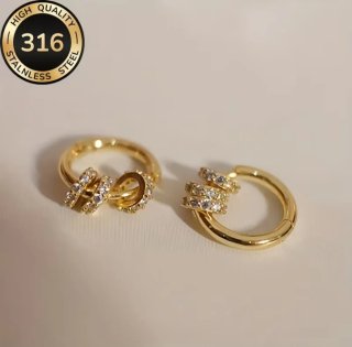 Pendientes Aro Bañados en Oro con Circonitas