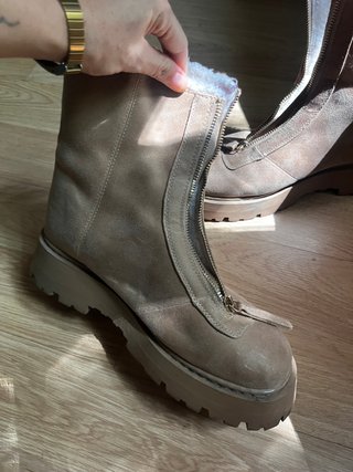 Botines Beige/Marrón Mujer Cremallera