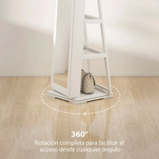 Espejo joyero giratorio 360° 38x38x160cm blanco