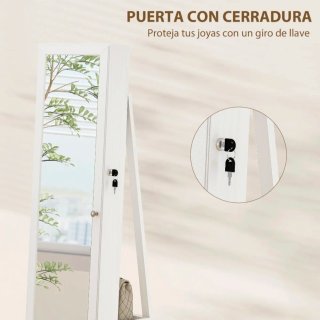 Espejo joyero giratorio 360° 38x38x160cm blanco