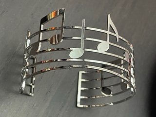 Pulsera y Anillo Partitura Musical Plateada