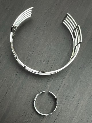 Pulsera y Anillo Partitura Musical Plateada