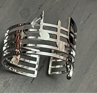 Pulsera y Anillo Partitura Musical Plateada