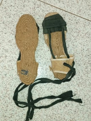 Alpargatas Esparto Cintas Beige y Negro
