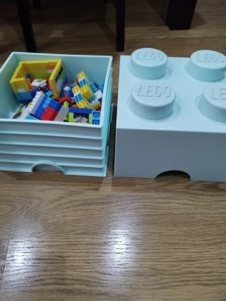 Caja Almacenamiento Pieza Lego Azul Claro