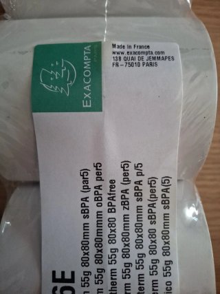 5 Rollos Papel Térmico Exacompta 80x80mm
